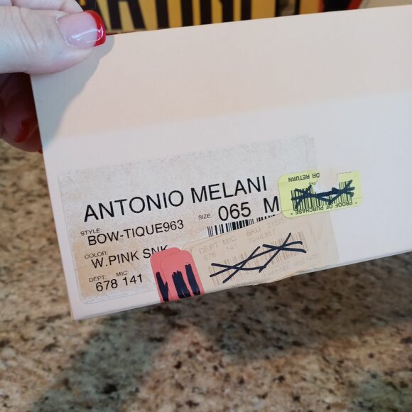 Antonio Melani Pink Snake Skin Bowtique Peep Toe Heels NIB - Picture 11 of 11